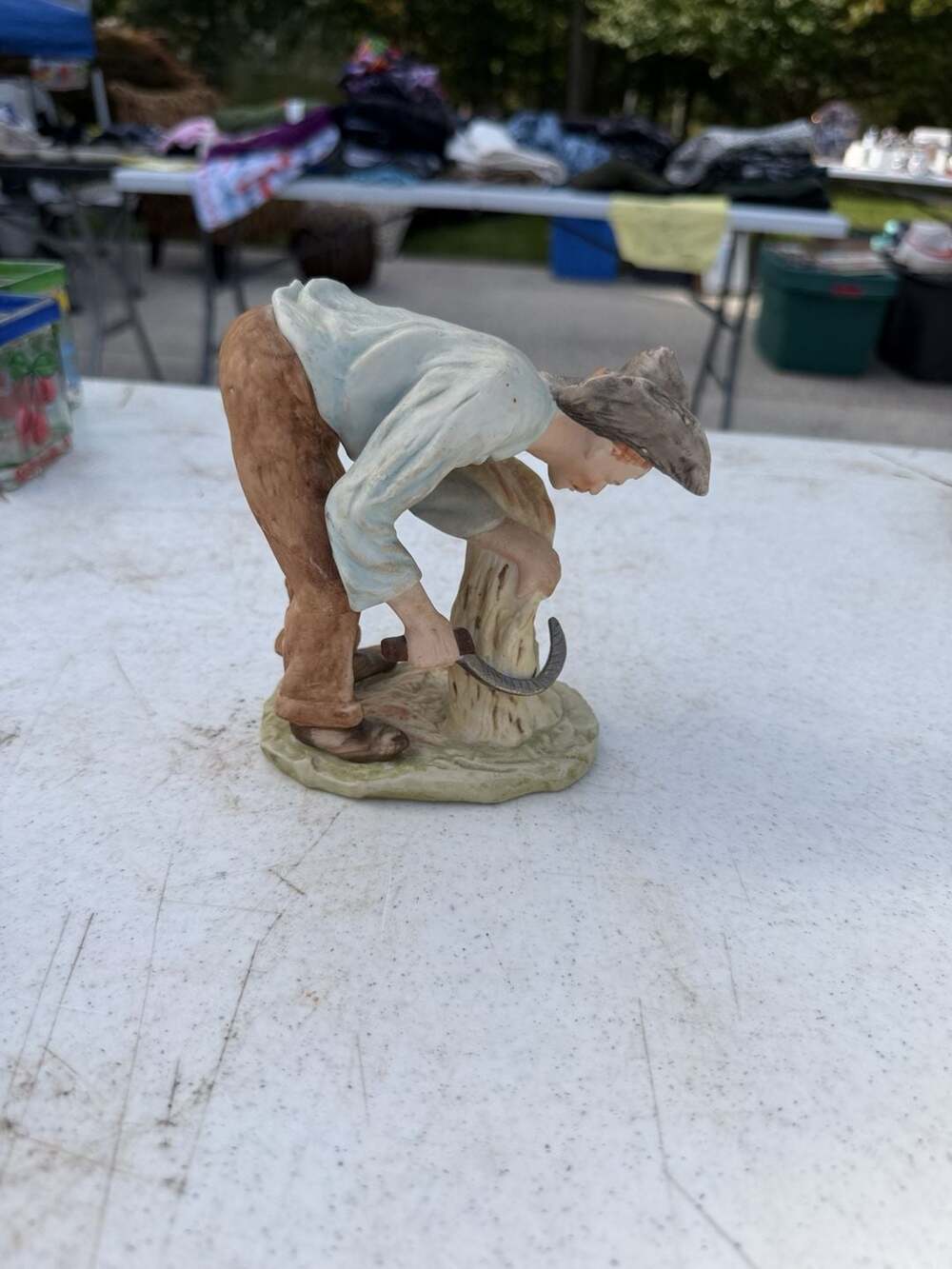 Porcelain Figurine Farmer with Sickle Crossed Arrows 8314
